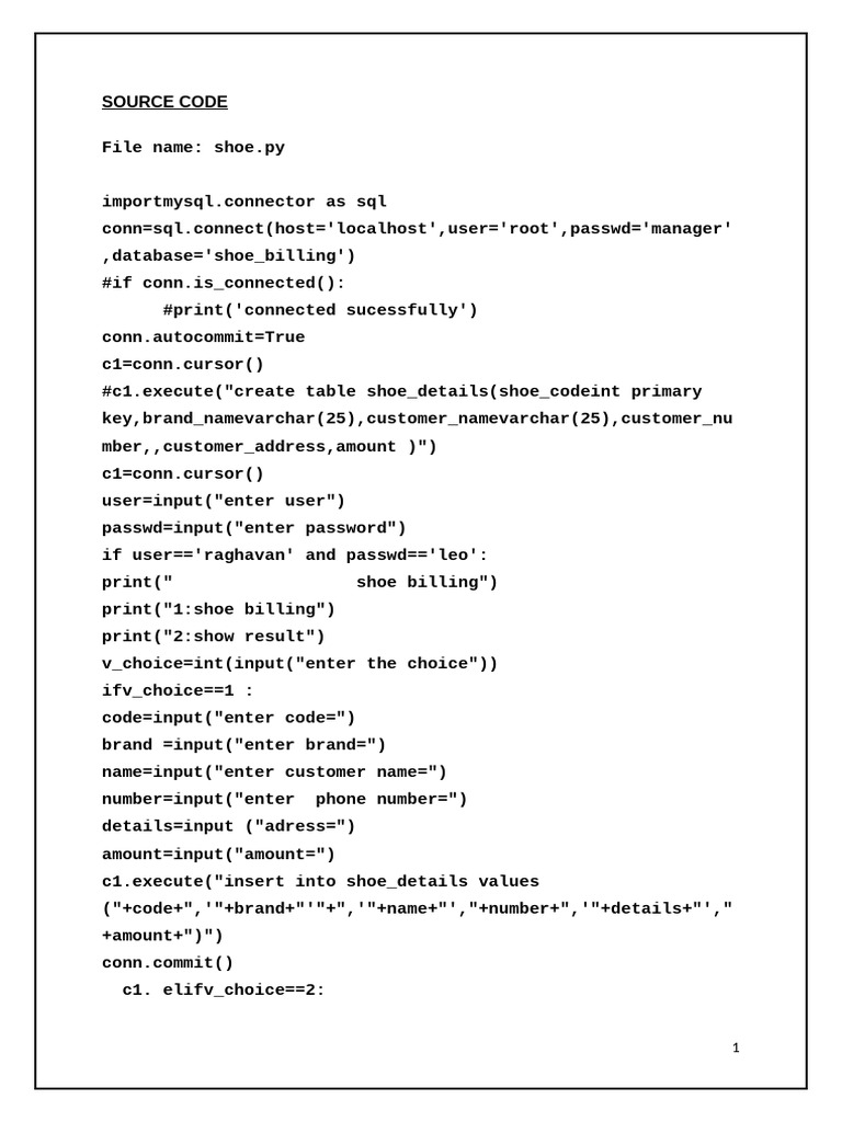 4-Shoe Billing Project | PDF | Computer Hardware | Software