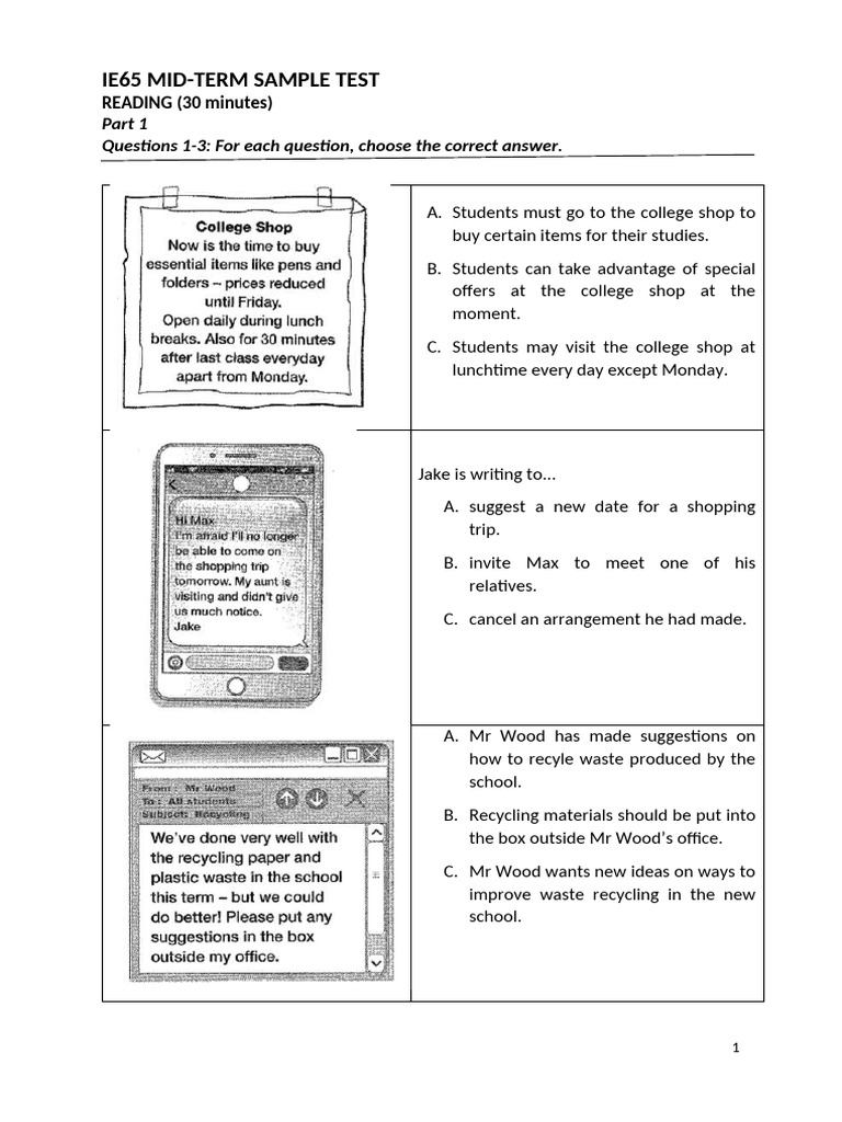 IE65 Mid-Term Test Overview | PDF