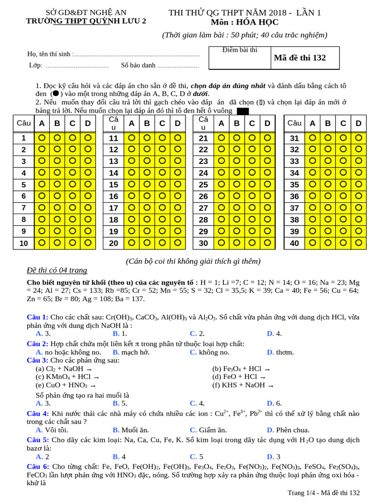 Thi-Thu-Qg Hoa 132 | PDF