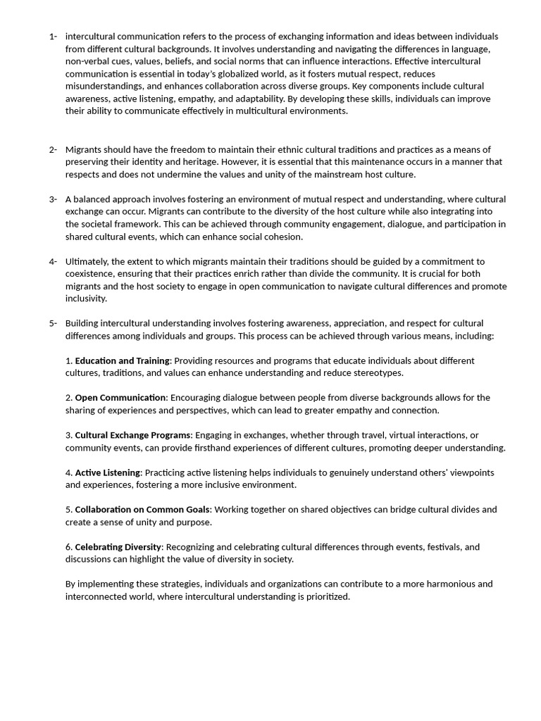 Enhancing Unity through Intercultural Communication | PDF ...
