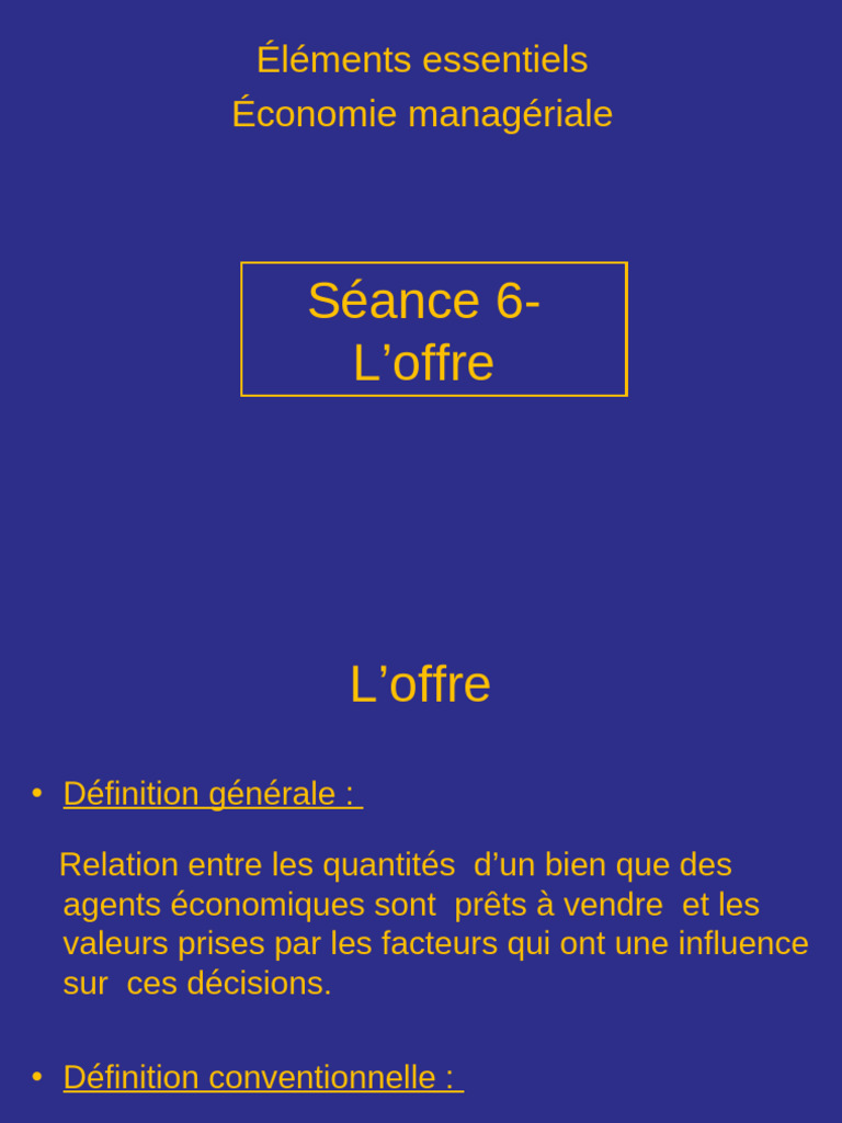 Comprendre l'offre en économie managériale | PDF | Offre et demande | Prix
