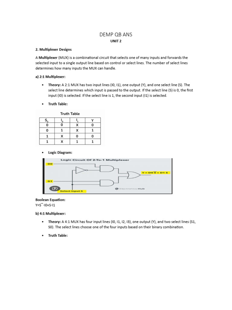 Demultiplexer and Multiplexer Designs | PDF | Computer Hardware ...