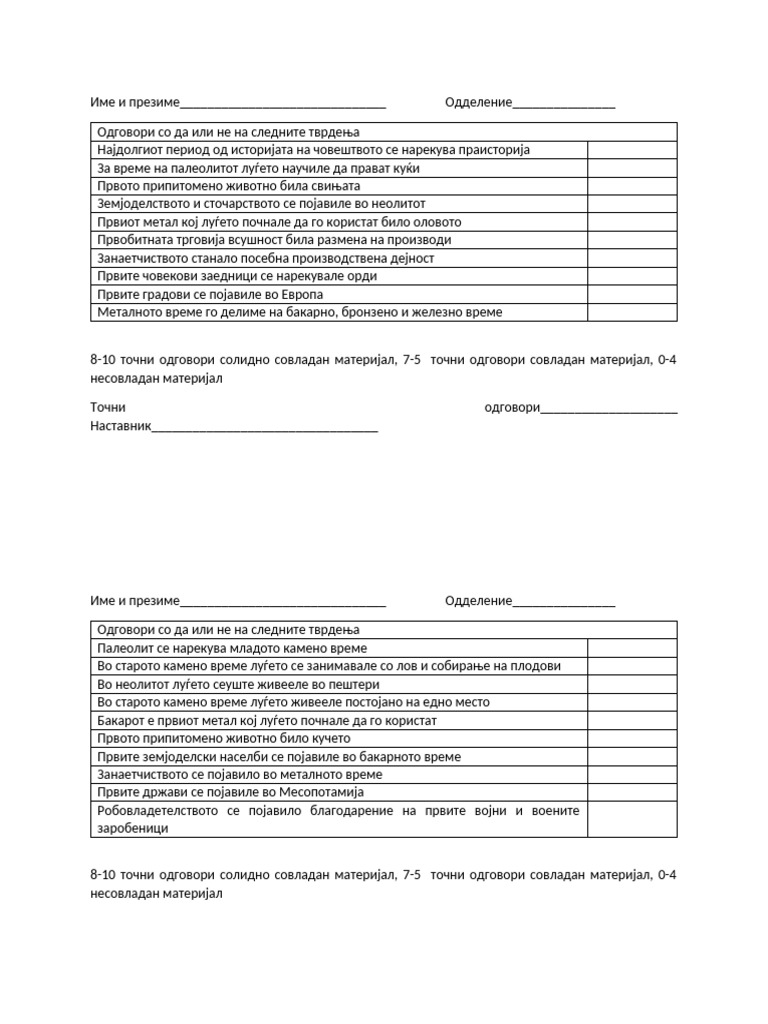 Наставно ливче за камено и метално време | PDF