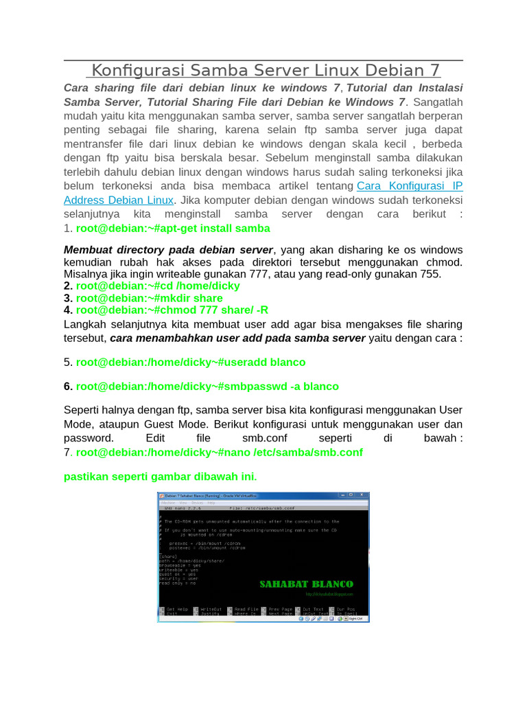 Konfigurasi Samba Server Linux Debian 7 | PDF