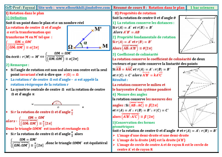 Rotation dans le plan : Cours 1 Bac | PDF | Triangle | Triangle
