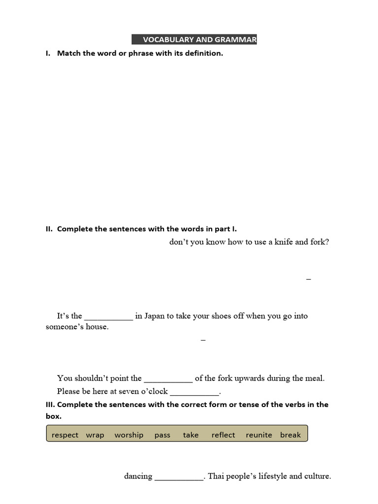 Unit 4 Vocabulary Pdf