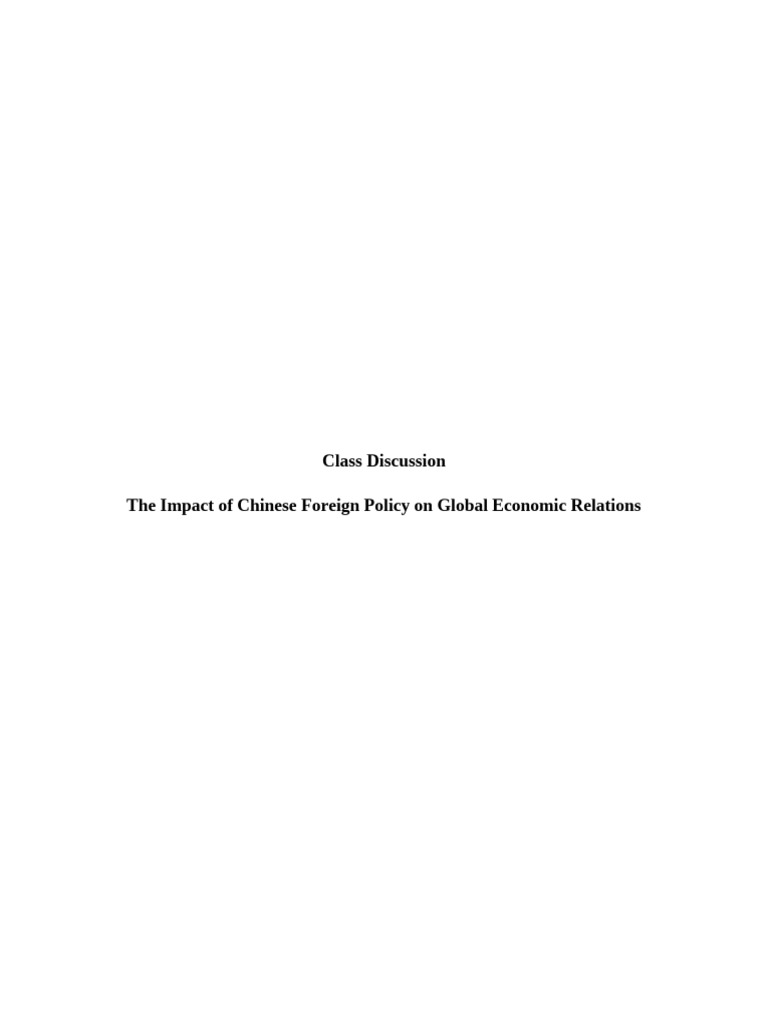 The Impact of Chinese Foreign Policy On Global Economic Relations | PDF ...