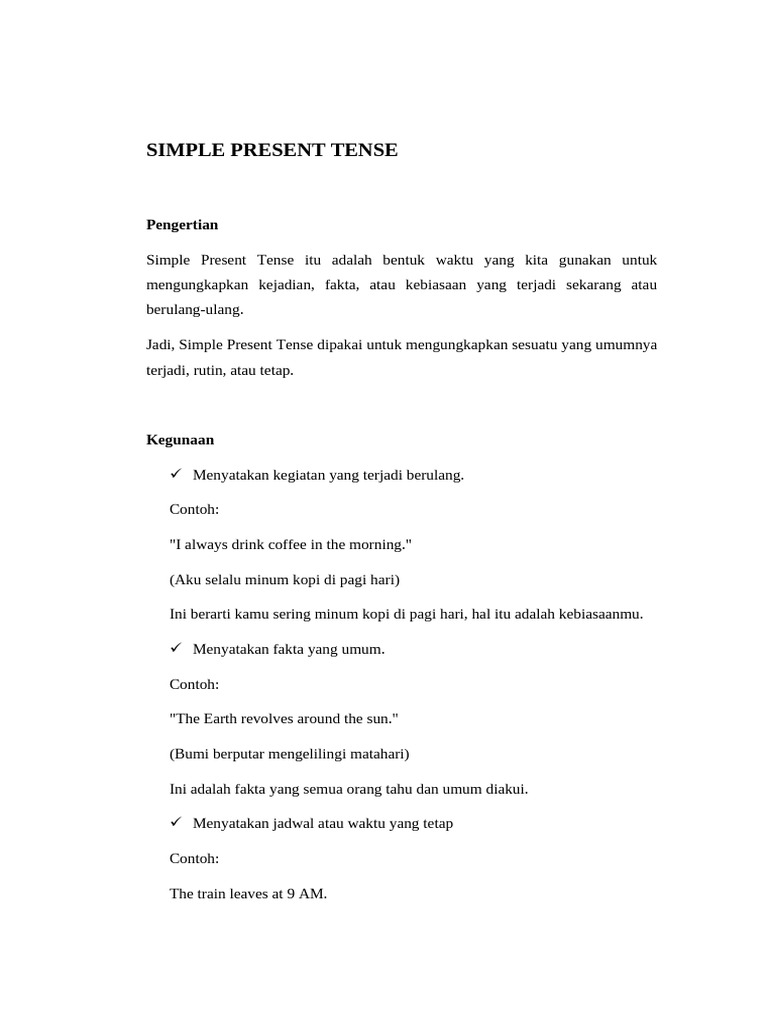 Panduan Lengkap Simple Present Tense | PDF | Seni & Disiplin Bahasa