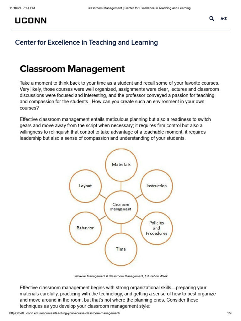 UConn Classroom Management Strategies | PDF | Classroom Management ...