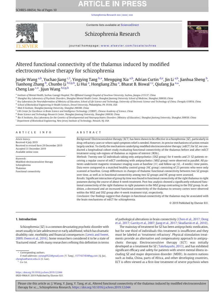 Original - 2020 - Altered Functional Connectivity of The Thalamus | PDF ...