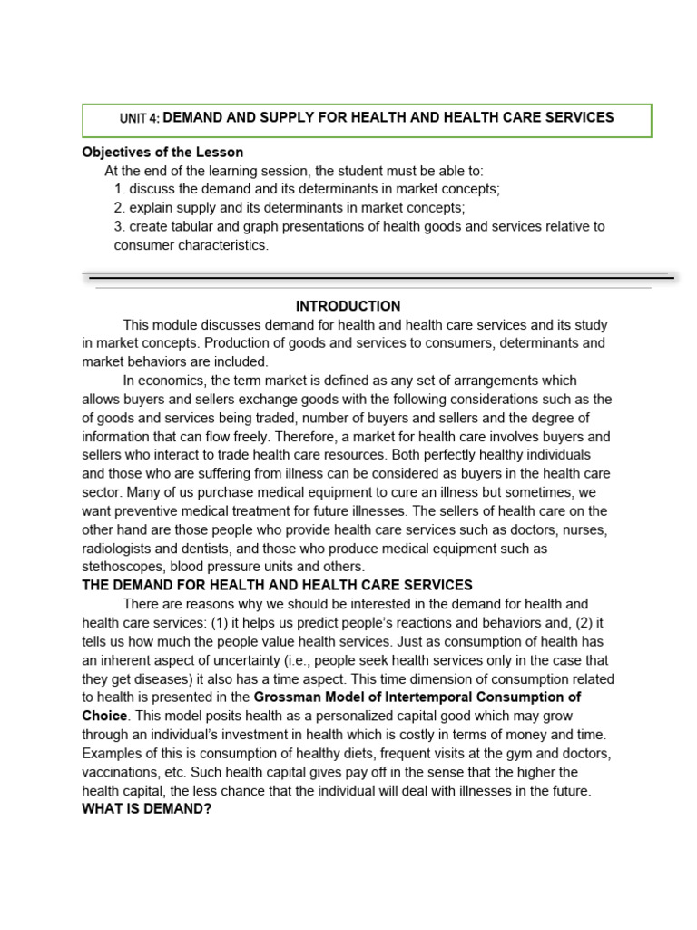 Demand and Supply in Health Services | PDF | Supply (Economics) | Demand