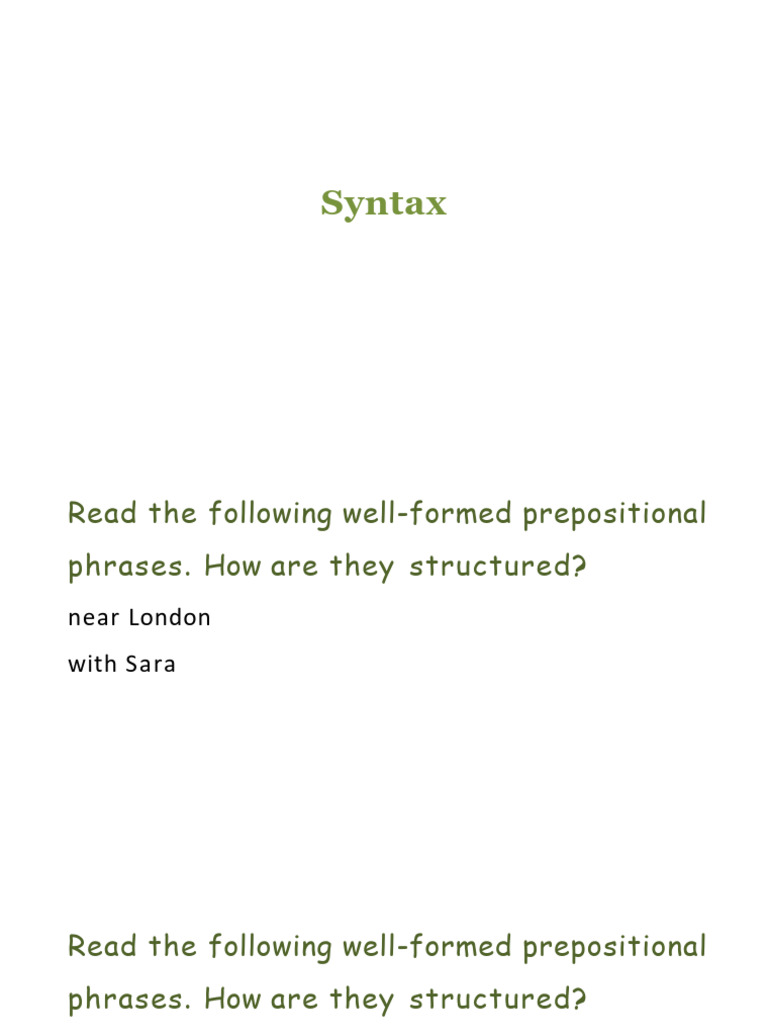 Lecture7 & 8. Syntaxpptx | PDF | Syntax | Phrase