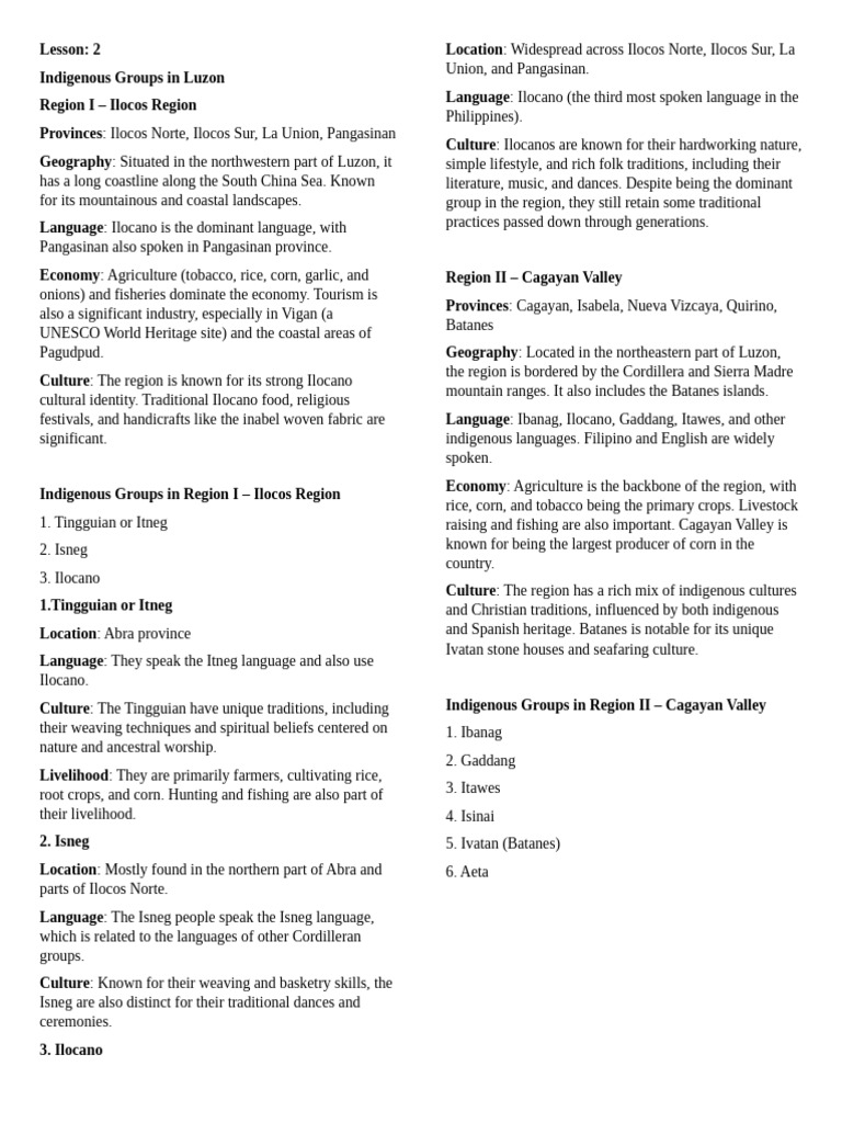 Indigenous Groups of Luzon Regions | PDF | Luzon | Philippines