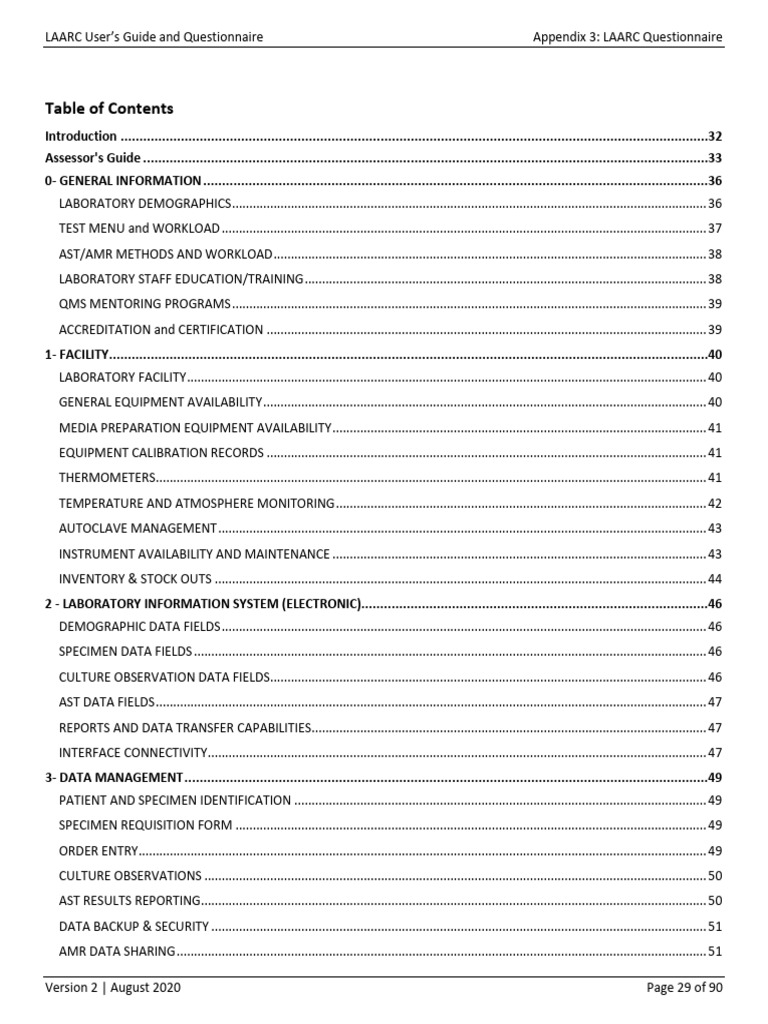 LAARC Questionnaire Guide 2020 | PDF | Microbiology | Medical Specialties