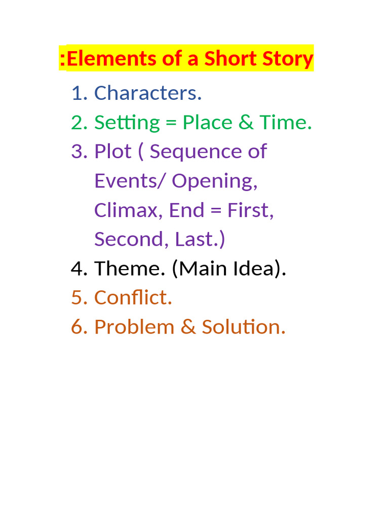 Key Elements of a Short Story | PDF | Language Arts & Discipline ...