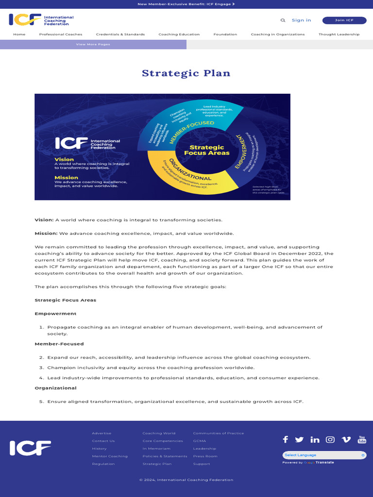 The Gold Standard in Coaching ICF - Strategic Plan | PDF | Business ...