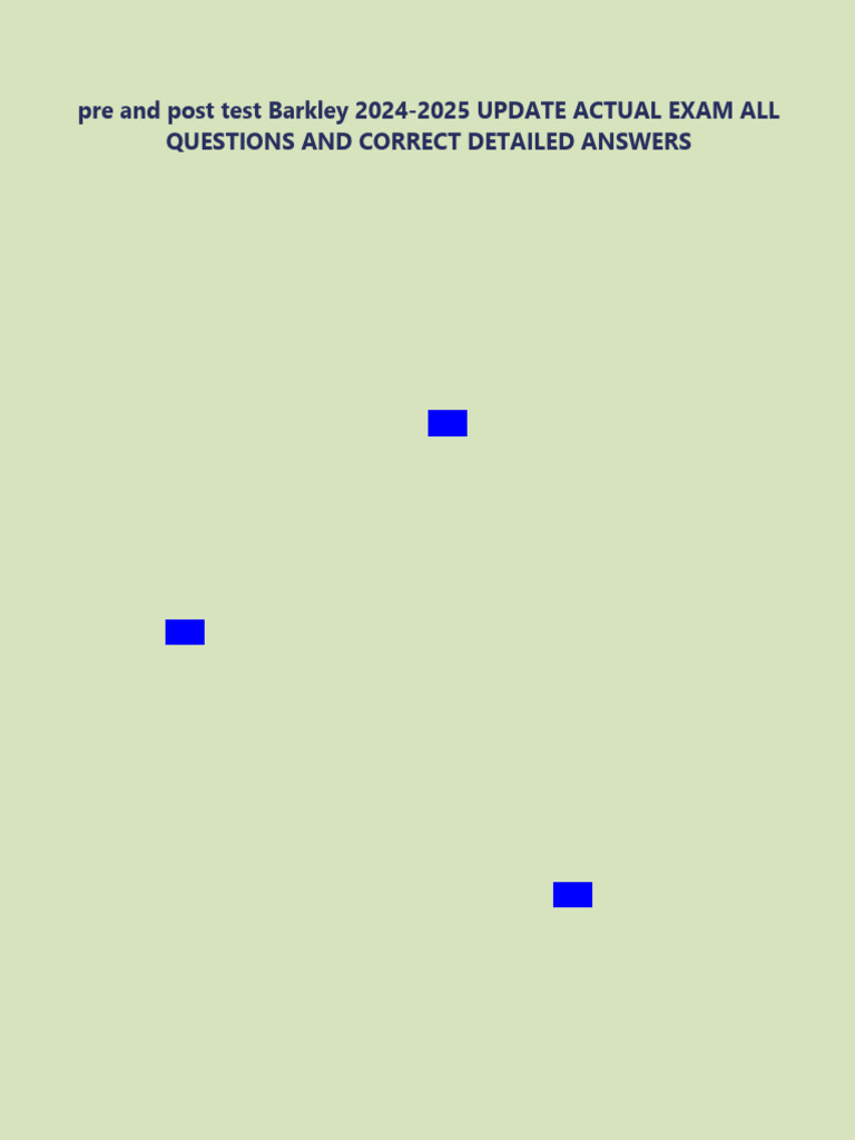 その他 DWE Question and Answer Cards Pre and Post Test Barkley 2024-2025 Update Actual Exam All