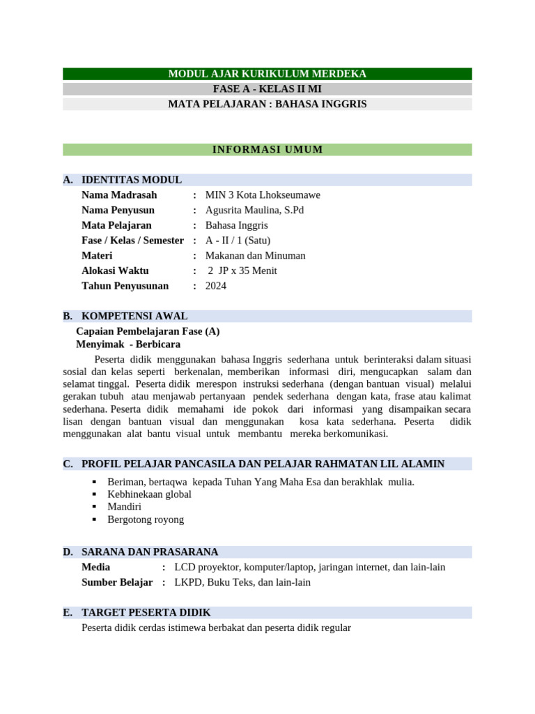 Modul Ajar Kurikulum Merdeka Pdf