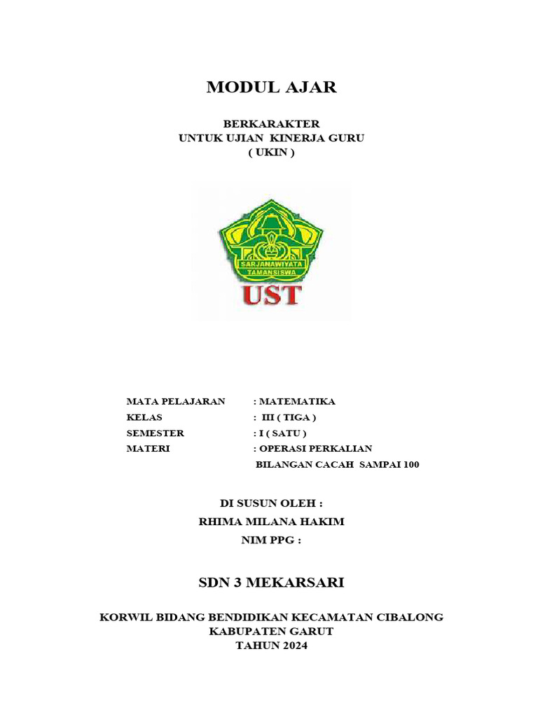 Modul RPP Ukin - Rhima Milana Hakim - Matematika | PDF
