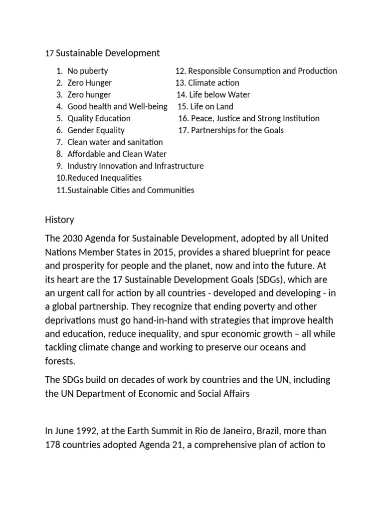 17 Sustainable Development Goals Overview | PDF | Sustainability ...