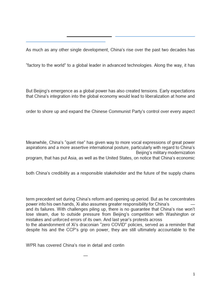 China's Impact on Global Politics | PDF | China | World Politics