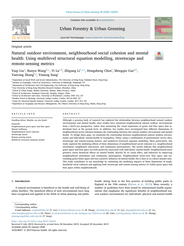 Street View Green Space Mental Health Social Cohesion | PDF | Image ...