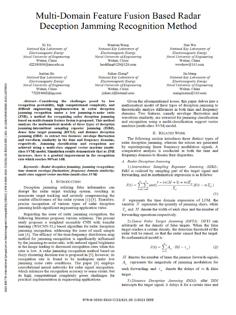 Radar Deception Jamming Recognition Method | PDF | Radar | Support ...