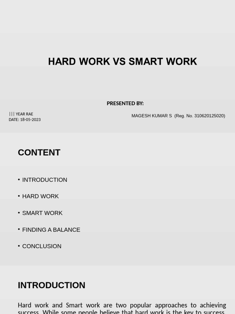 Balancing Hard And Smart Work Pdf Goal Cognition