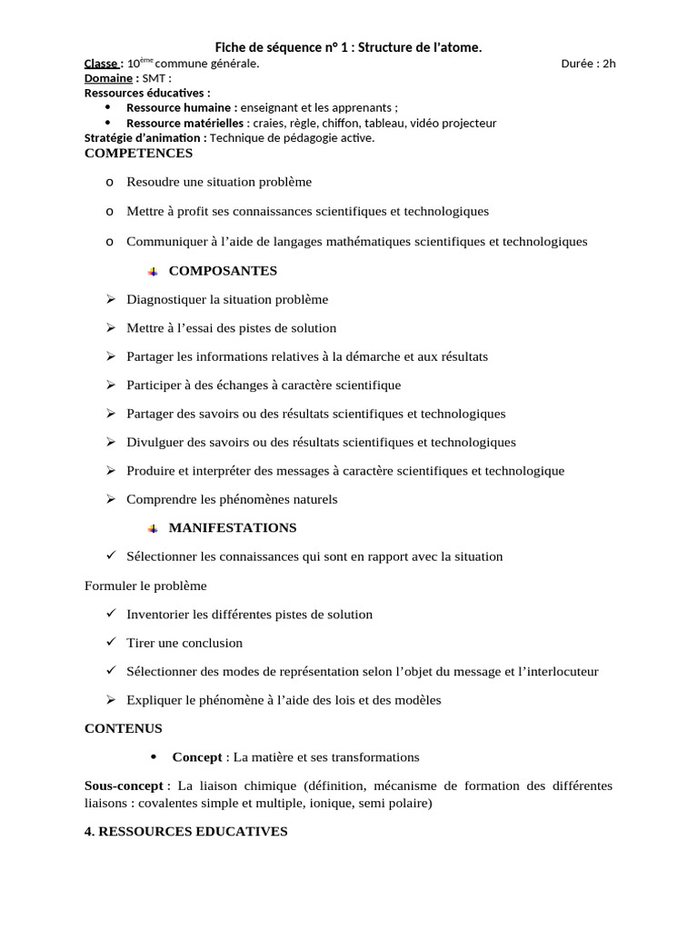 Structure de l'atome et liaisons chimiques | PDF | Liaison chimique ...