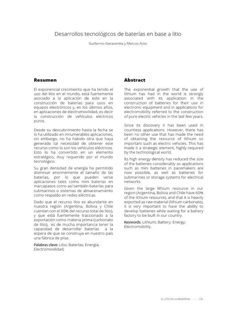 Importancia del Litio en Baterías Eléctricas | PDF | Batería de iones ...