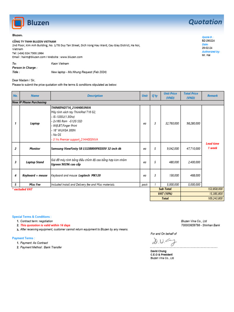 Laptop and Monitor Quotation Feb 2024 | PDF | Consumer Electronics ...