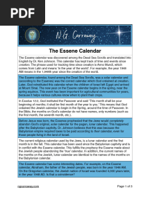 The Essene Calendar