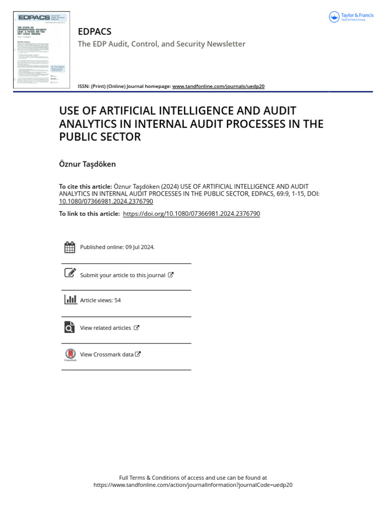 Use of Artificial Intelligence and Audit Analytics in Internal Audit ...