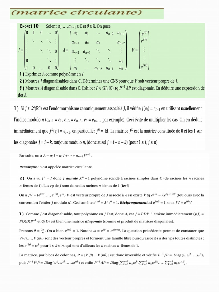 Matrice Circulante (Classique) | PDF