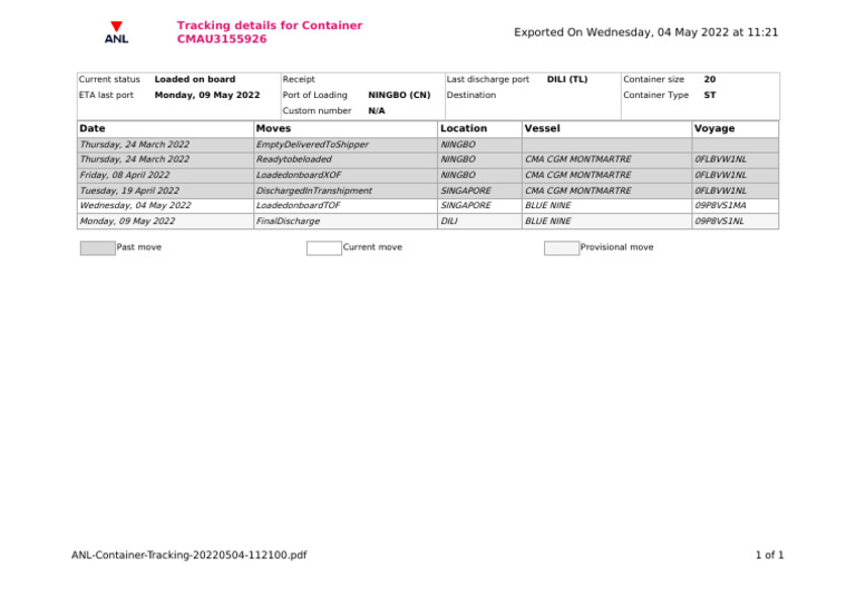 Container Tracking Details: CMAU3155926 | PDF