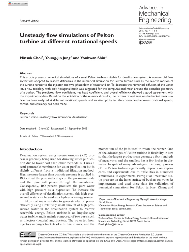 Unsteady Flow in Pelton Turbine Simulations | PDF | Fluid Dynamics ...