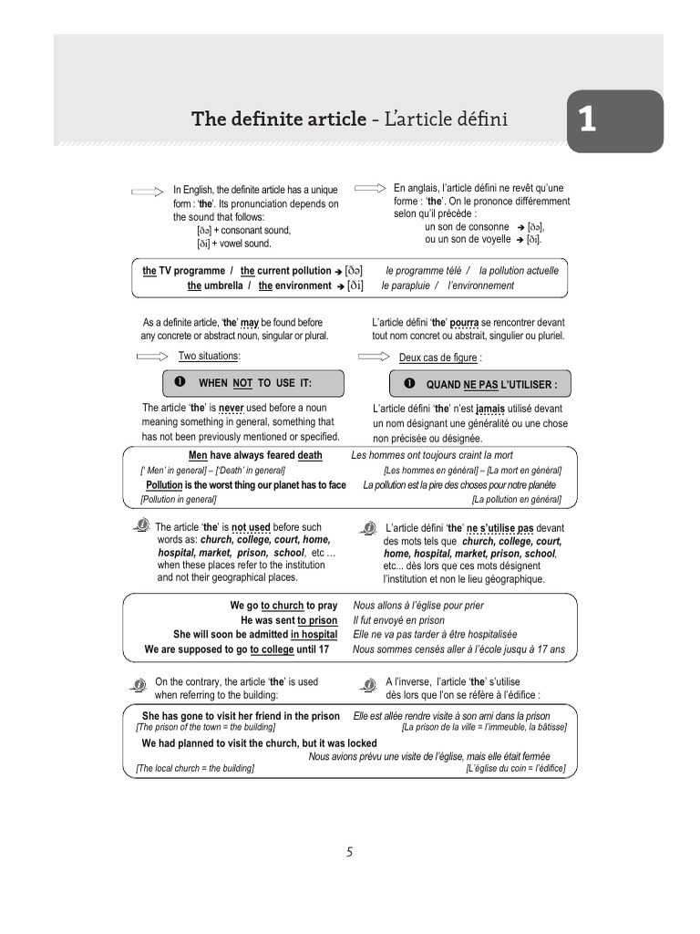 Comprendre l'article défini 