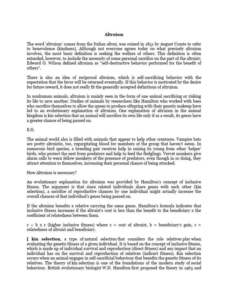 Selfish Altruism Meaning