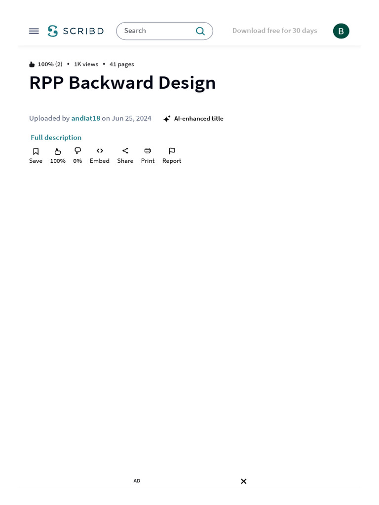 RPP Backward Design - PDF | PDF | Scribd | Social Networking Service