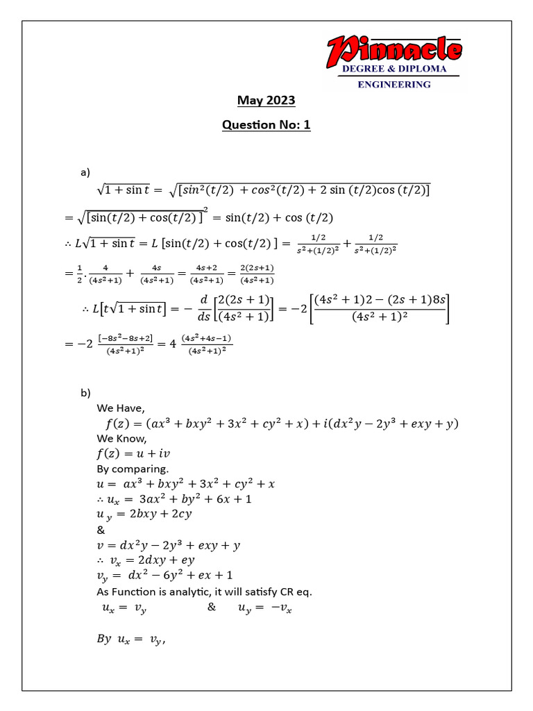 Advanced Algebra Problem Solutions | PDF | Mathematical Analysis ...