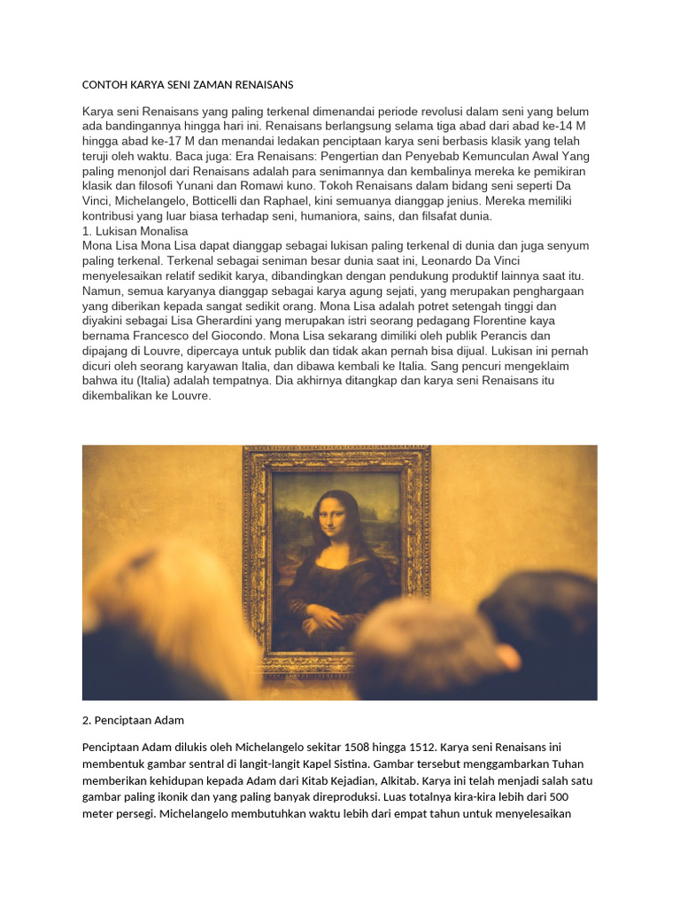 Karya Terkenal Seni Zaman Renaisans | PDF | Seni | Klasik
