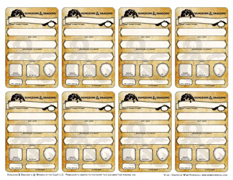 WWN Character Sheet Template | PDF
