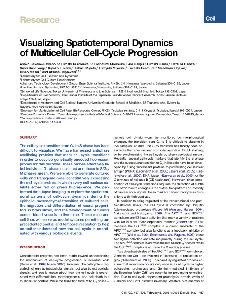 Color Reporter of Cell Cycle | PDF | Cell Cycle | Ubiquitin