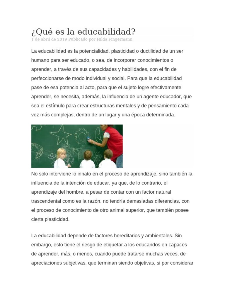 Qué Es La Educabilidad | PDF | Ciencia y matemáticas