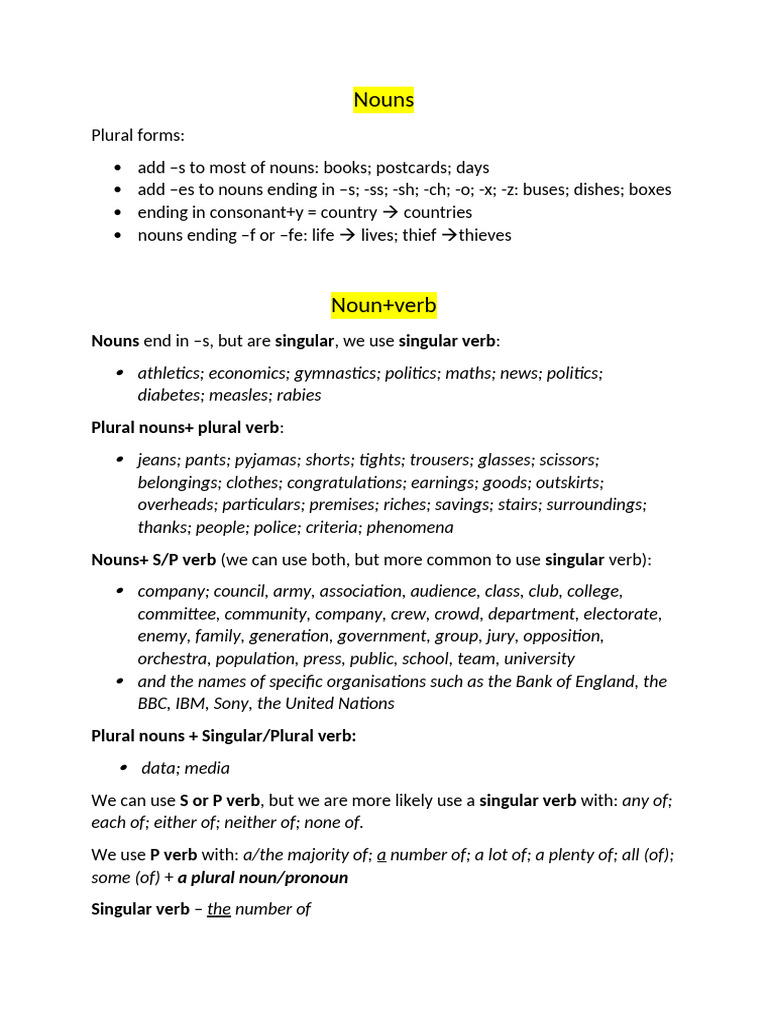 Nouns | PDF | Grammatical Number | Plural