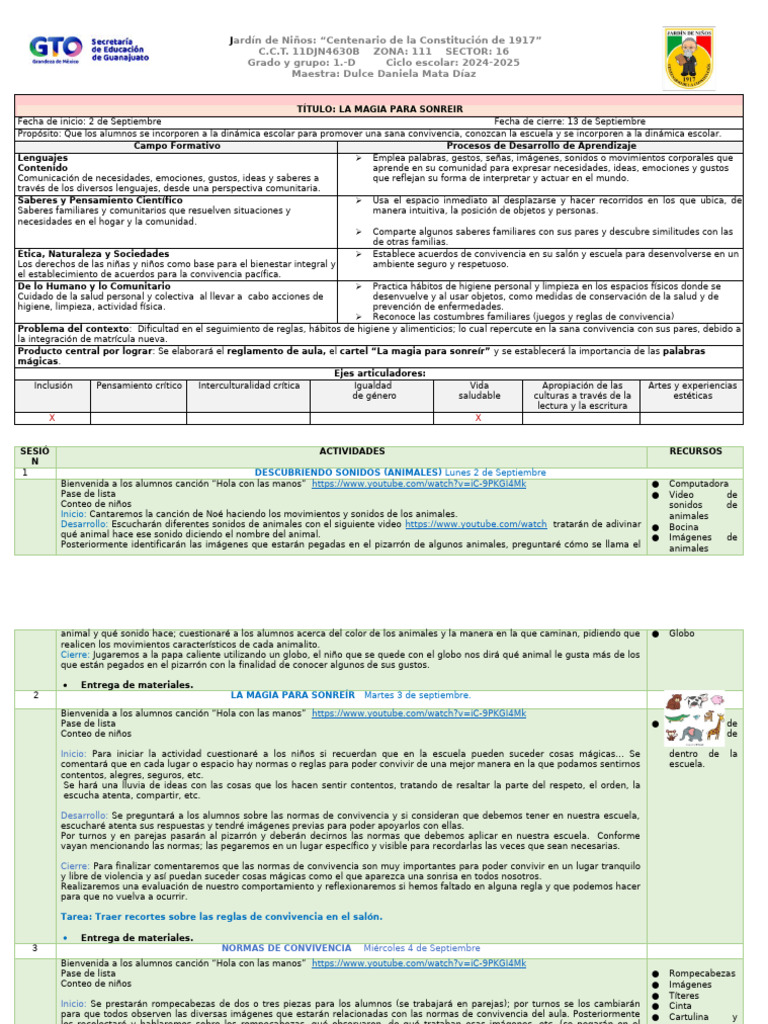 Plan 2 Al 13 Sep | PDF | Educación de la primera infancia