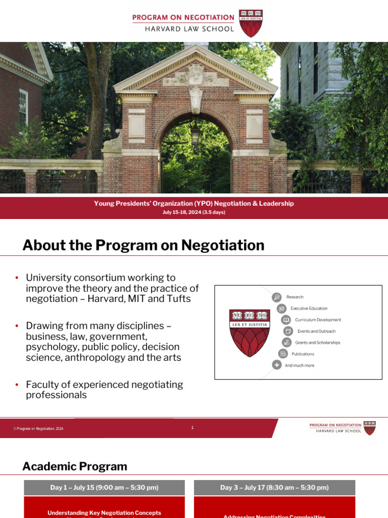 YPO Negotiation & Leadership Program 2024 | PDF | Negotiation | Social ...