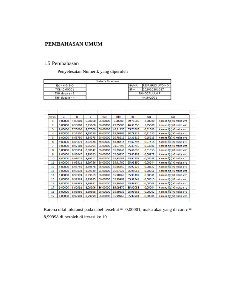 Reza Laporan Komputasi Numerik | PDF