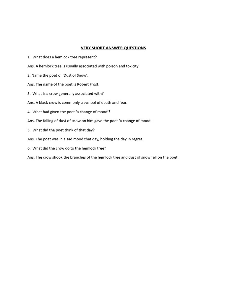 Very Short Answer Questions | PDF