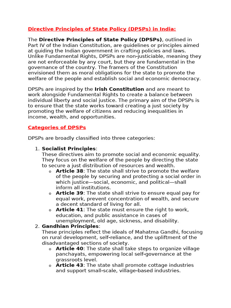 Directive Principles of State Policy | PDF | Economies | Justice